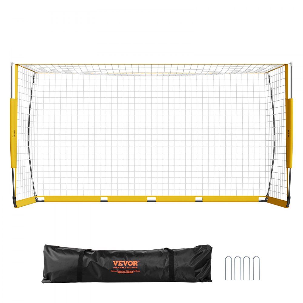 Portable Soccer Goal Soccer Goal Soccer Net 12x6ft Garden Large Practice Soccer Net Training Goal Set with Steel Fiberglass Structure All Weather Soccer Goals with Carry Bag Yellow
