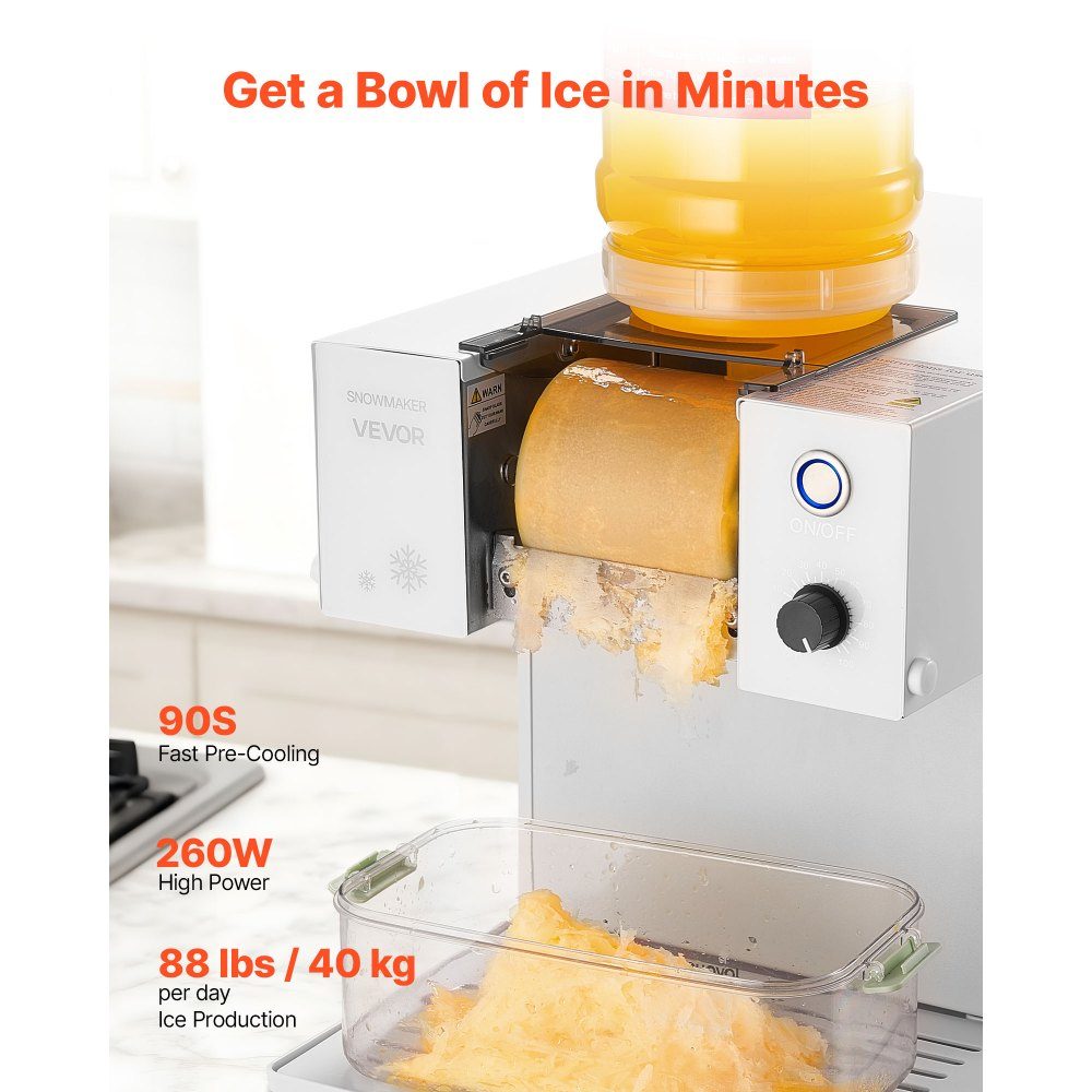 Snowflake Ice Machine, 40kg/day Ice Shaving Machine, Ice Shaver with Stainless Steel Blade, Electric Bingsu Machine with 1.8L Tank, 90 Quick Cooling, for Small Events at Home