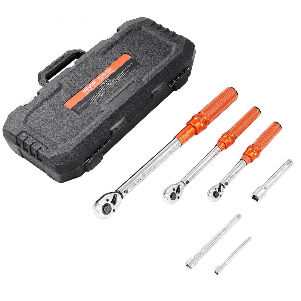 Click Torque Wrench (3pcs), 1/4 3/8 1/2" Drive, Two Way Torque Wrench Set with Dual Range Scales, 72 Teeth ±3% High Precision Alloy Steel for Auto Repair