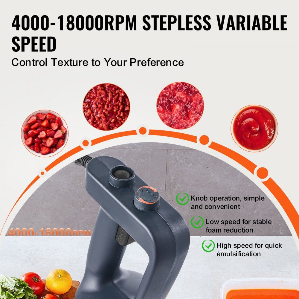 Commercial Hand Blender, 500W Heavy Duty Hand Blender, 16" Variable Speed ​​Stepless Blender with Stainless Steel Blade, Portable Multipurpose Blender for Soups, Sauces, Mashed Potatoes, Cream
