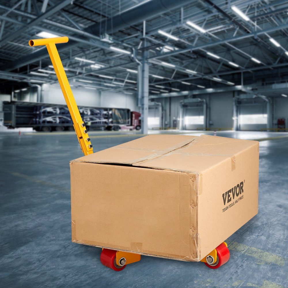 3T transport chassis with handle 425x335x116mm transport wheels made of carbon steel industrial roller with 3x 360° PU wheels roller Ф165x10mm swivel plate furniture transport aid transport roller