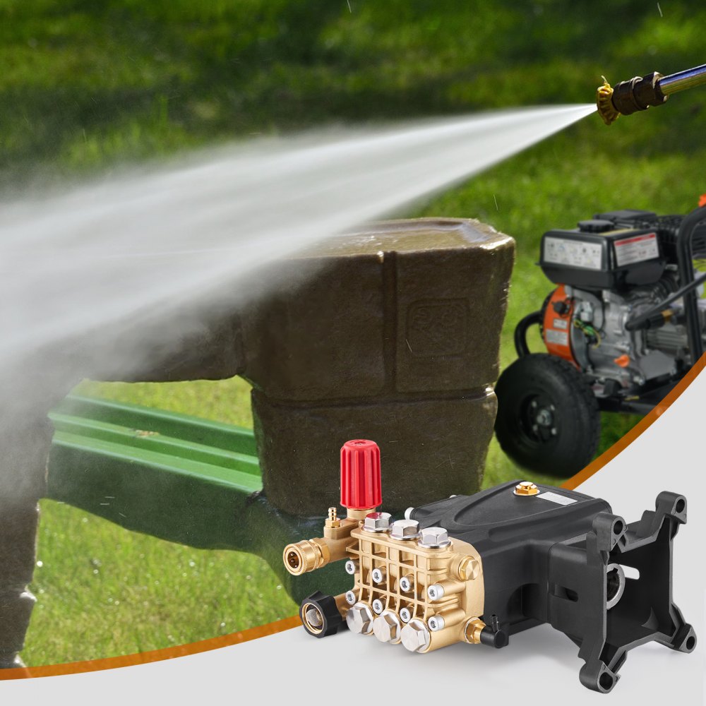 Hochdruckreiniger-Pumpe, 2,5 cm Welle, horizontaler Triplex-Kolben, 4000 PSI, 4,0 GPM, Ersatz-Hochdruckreiniger-Pumpen-Set mit 5 Düsen, Ersatzpumpe für bis zu 500 Stunden Dauerbetrieb, Ersatzpumpe Hochdruckreiniger-Pumpe, 2,5 cm Welle, horizontaler Triplex-Kolben, 4000 PSI, 4,0 GPM, Ersatz-Hochdruckreiniger-Pumpen-Set mit 5 Düsen, Ersatzpumpe für bis zu 500 Stunden Dauerbetrieb, Ersatzpumpe