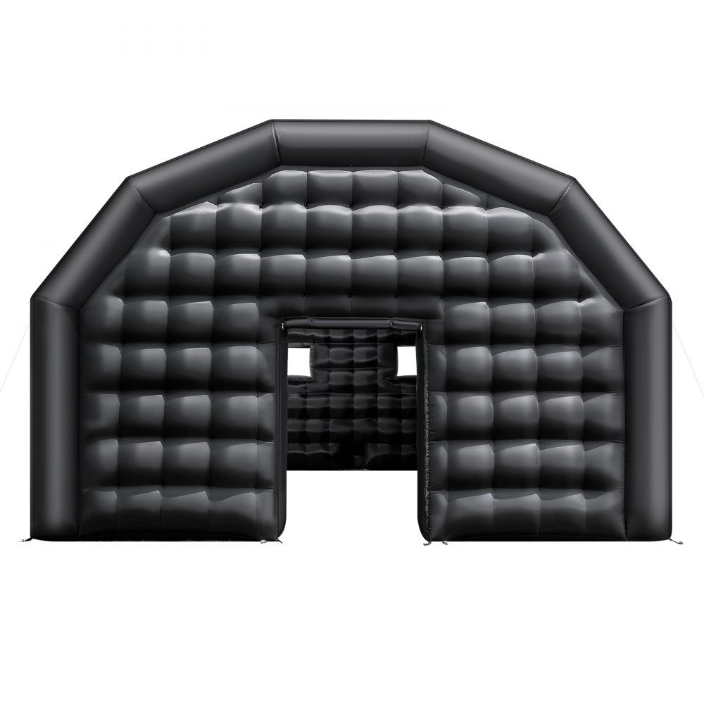 Tente de fête Gonflable 8x6x4m Tente Cube pour Disco Night Club Gazebo Tente de Mariage mit 1100-W- Souffleur Sac de Sable 2 fenêtres pour événements Anniversaire Mariage Noir