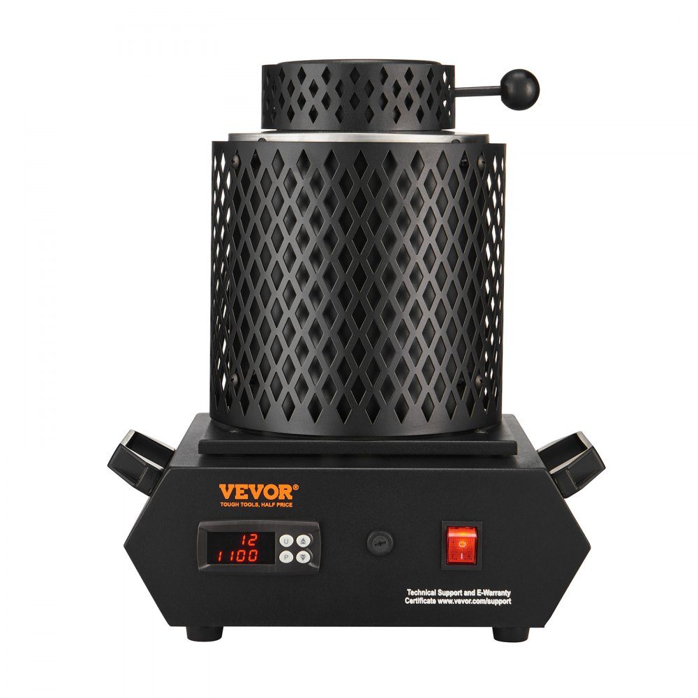Gold Melting Furnace1350W 1150℃ Max Temperature Digital Electric Melting Furnace 1kg/3kg Ceramic Crucible with Crucible Tongs and Gloves for Processing Gold, Silver, Copper, Aluminum, Red