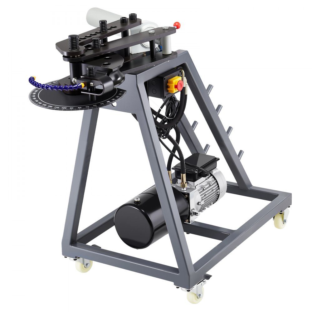 Elektrischer Rohrbieger, 750-W-Rohrbieger mit 6-Liter-Hydraulikzylinder, Rohrbieger mit Rollen, 3 Matrizen und einem maximalen Biegewinkel von 180°, geeignet für Rohre von 3/4 bis 2 Zoll
