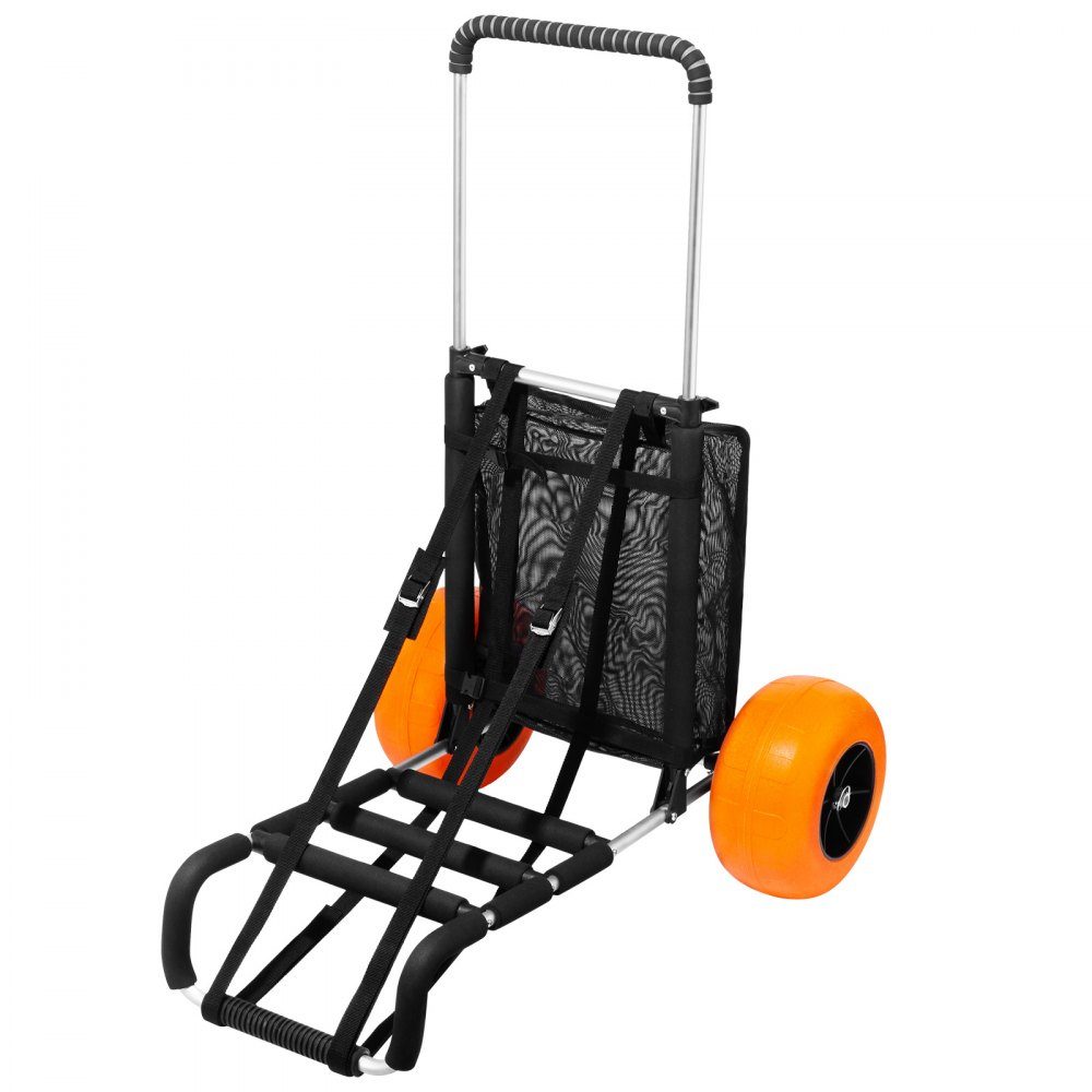 Strandwagen handkar zandkar, strandwagen 74,84 kg laadvermogen, opvouwbare zandkar van aluminium 685-1135 mm in hoogte verstelbaar, wagen voor op het strand 76 x 39 cm laadruimte