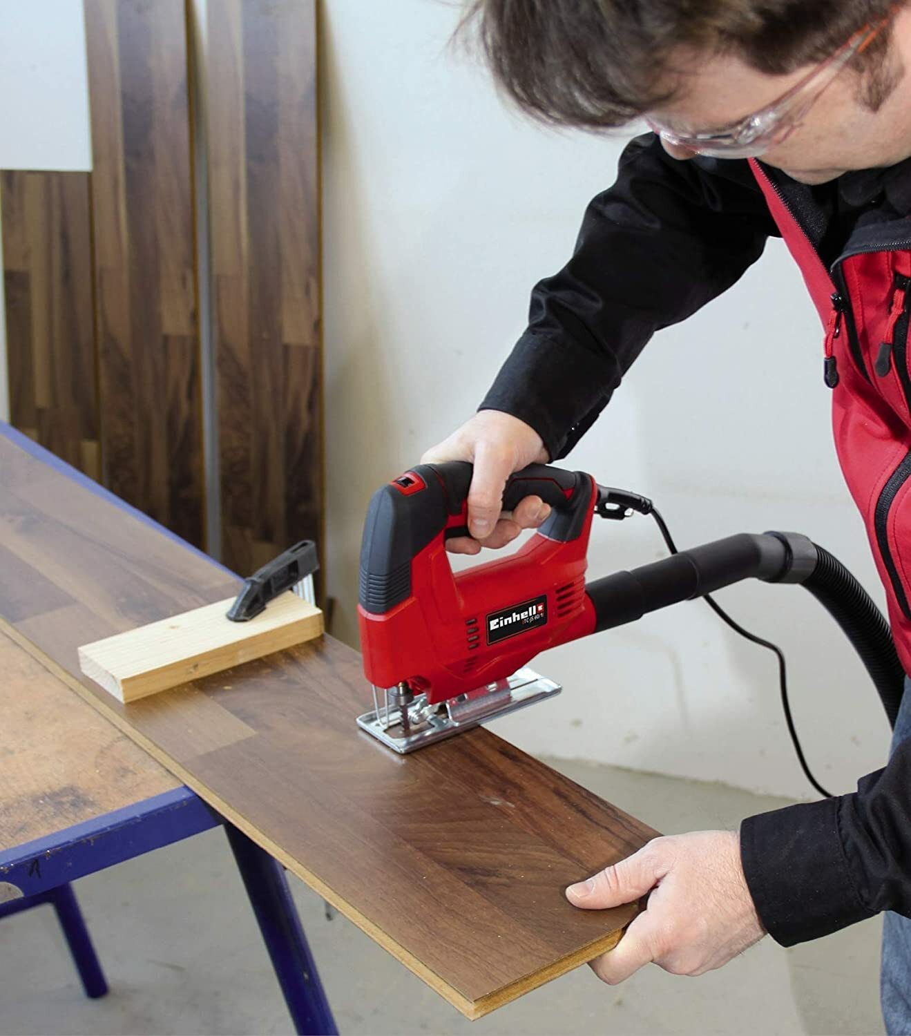 Einhell Stichsäge TC-JS 60/1 (400 W, max. 60 mm, Drehzahlelektronik, werkzeugloser Sägeblattwechsel, Sägeschuh für Gehrungsschnitte bis 45° Grad)