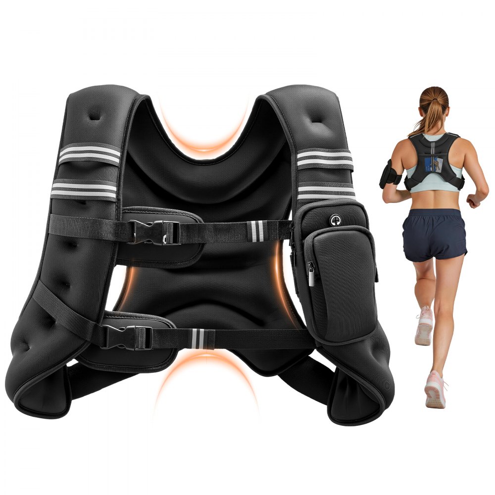 Gilet de poids 9 kg avec bande réfléchissante, boucle réglable, gilet de poids pour homme et femme, équipement d'exercice pour la musculation, la course, le jogging, le fitness, la perte de poids