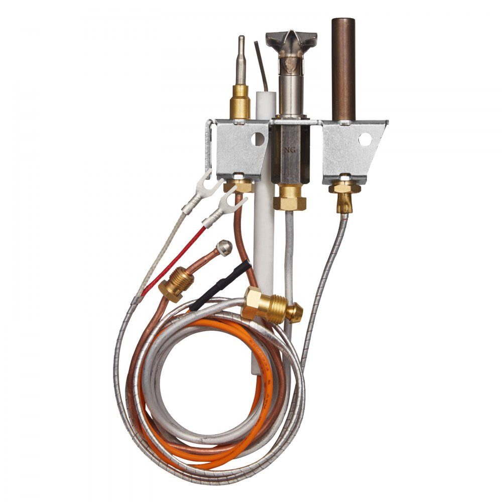 Natural Gas Pilot Burner Assembly, OE 4021-732, 25660 Fireplace Gas Pilot Flame Replacement for Natural Gas Ignition with Ignition Tube, Thermocouple, Thermopile, Wires, Compatible with Heater Models