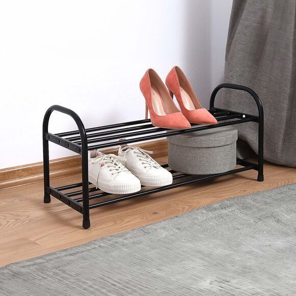 Schuhregal 63,5 x 25,5 x 30 cm schwarz 2 Einlegeböden