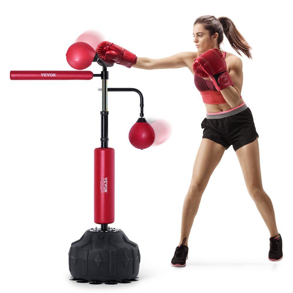 Boxing Speed ​​Trainer, Punching Bag with Stand, Reflex Punching Bag for Teens and Adults, Height Adjustable Freestanding Punching Bag Set with Gloves, Workout Speed ​​Bag for Training, Red
