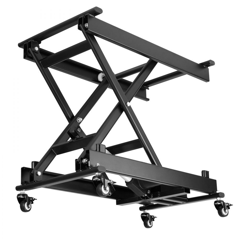 Table élévatrice électrique 76 x 44 cm, capacité de charge de 150 kg, table élévatrice à ciseaux, hauteur réglable de 200 à 710 mm, table basse élévatrice à 4 roues, pour la manutention et le transport, noir