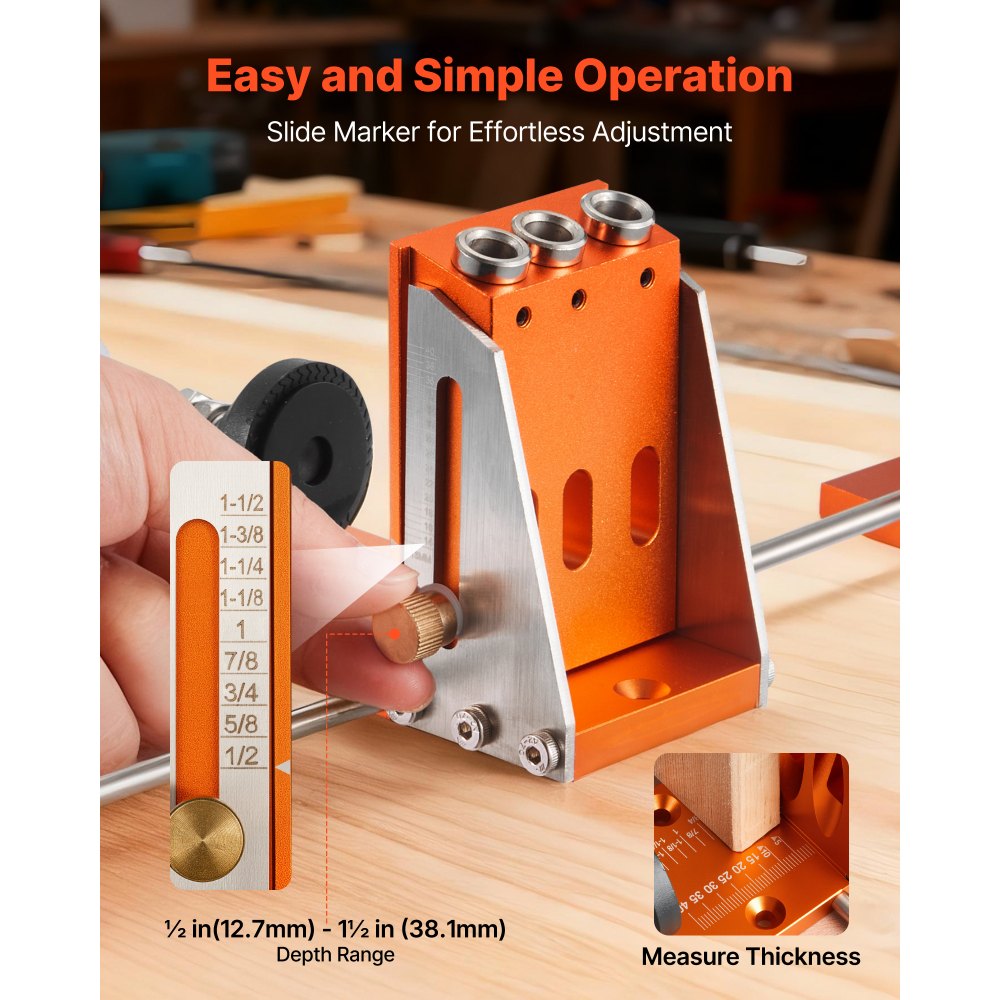 Pocket Hole Jig Kit Pocket Hole Jig Kit 12.7-38.1mm Jig Pocket Hole System with Tool Case C Clamp Step Drill Hex Wrench Drill Stop Ring Square Drive Bit Pocket Hole Jig Kit Pocket Hole Jig Kit 12.7-38.1mm Jig Pocket Hole System with Tool Case C Clamp Step Drill Hex Wrench Drill Stop Ring Square Drive Bit