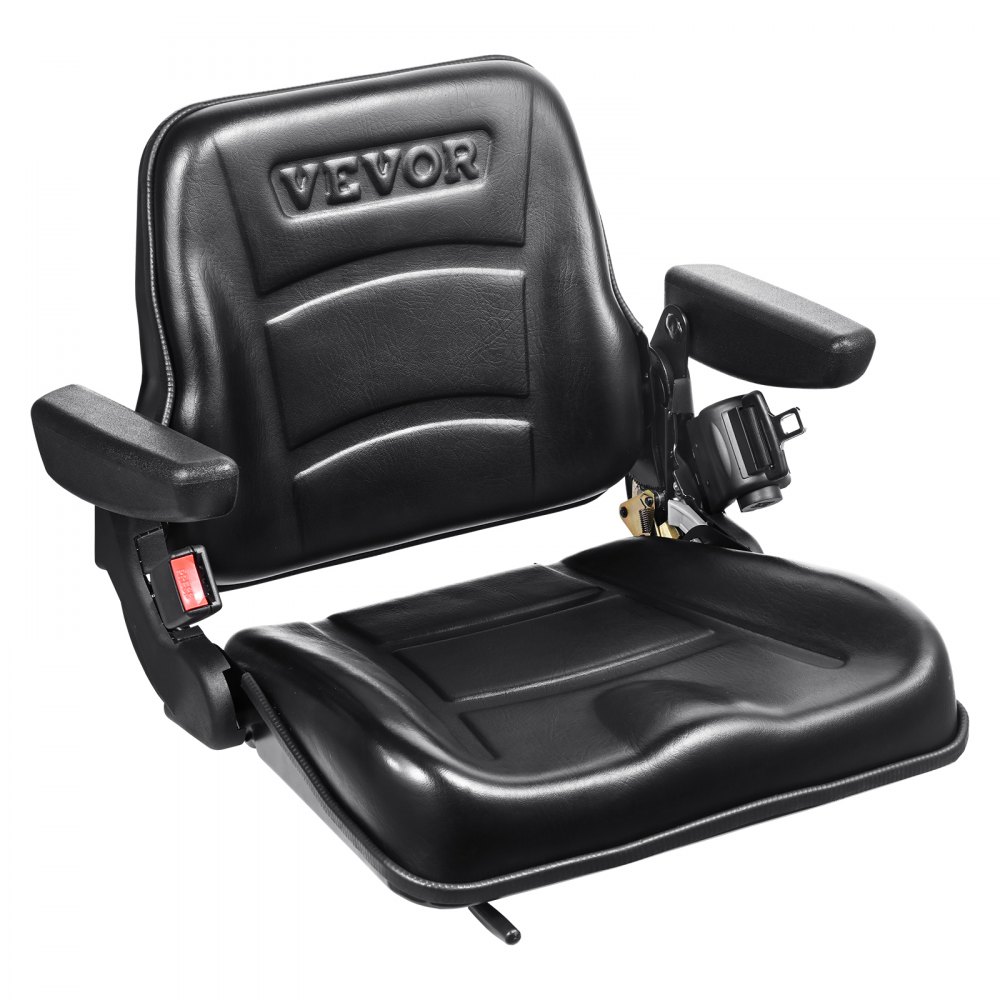 Universal tractor seat made of PVC synthetic leather and polyurethane foam. Tractor seat with adjustable backrest and micro safety switch. Driver's seat with armrests and seat belt Universal tractor seat made of PVC synthetic leather and polyurethane foam. Tractor seat with adjustable backrest and micro safety switch. Driver's seat with armrests and seat belt