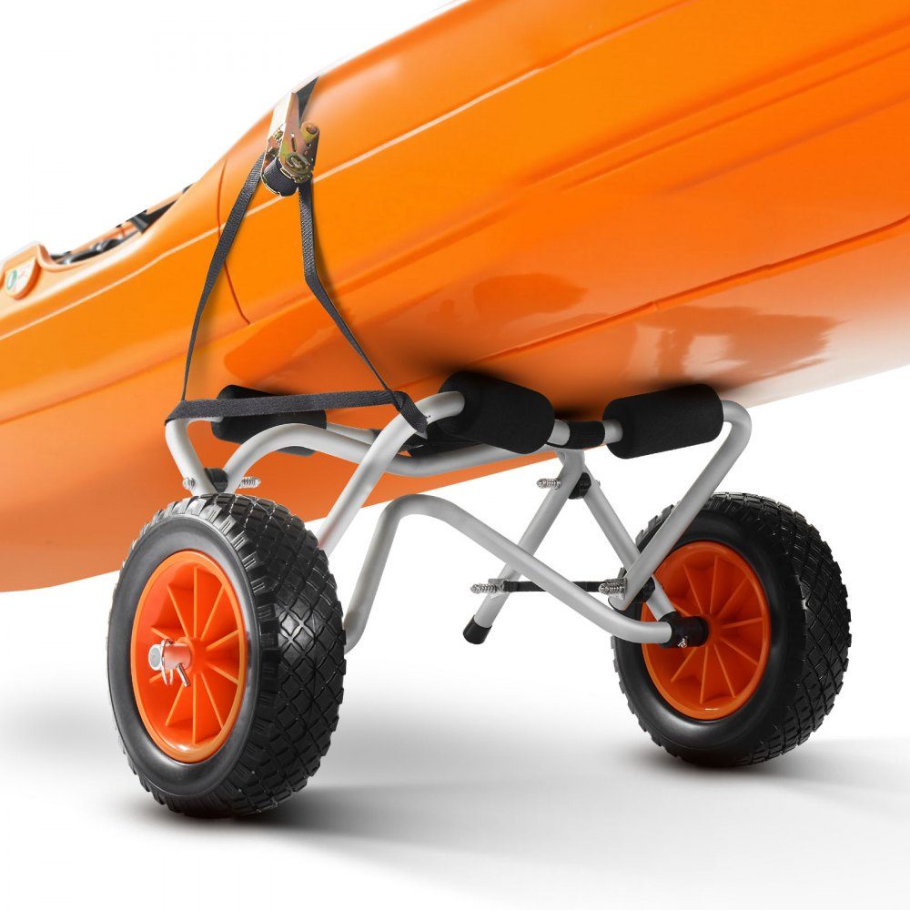 Wózek kajakowy Składany wózek na kajaki o wadze 113 kg z 10-calowymi oponami PU i 1 paskiem zapadkowym Wózek na łódź do transportu kajaków, kajaków, paddleboardów, łodzi Jon, sprzętu do sportów wodnych, 70x40x40cm