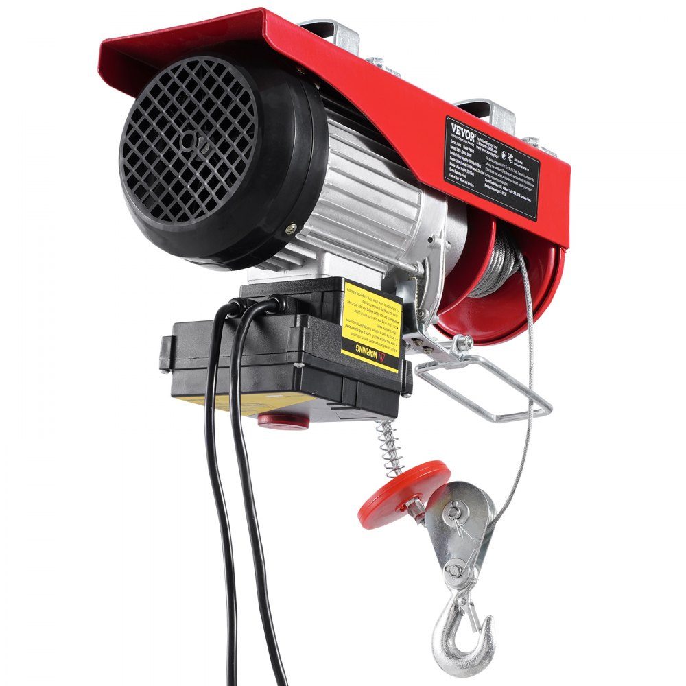 Elektrische lier 600kg motorlier met 100m draadloze en 4,2 bedrade afstandsbediening 12m hefhoogte met enkele kabel Enkele / dubbele stroppen Takel voor garage magazijnfabriek