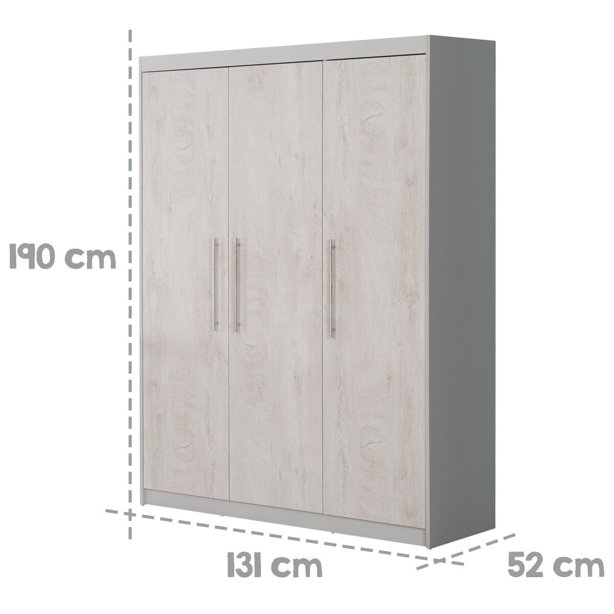 roba wardrobe 'Maren 2', 3 doors, light gray/white