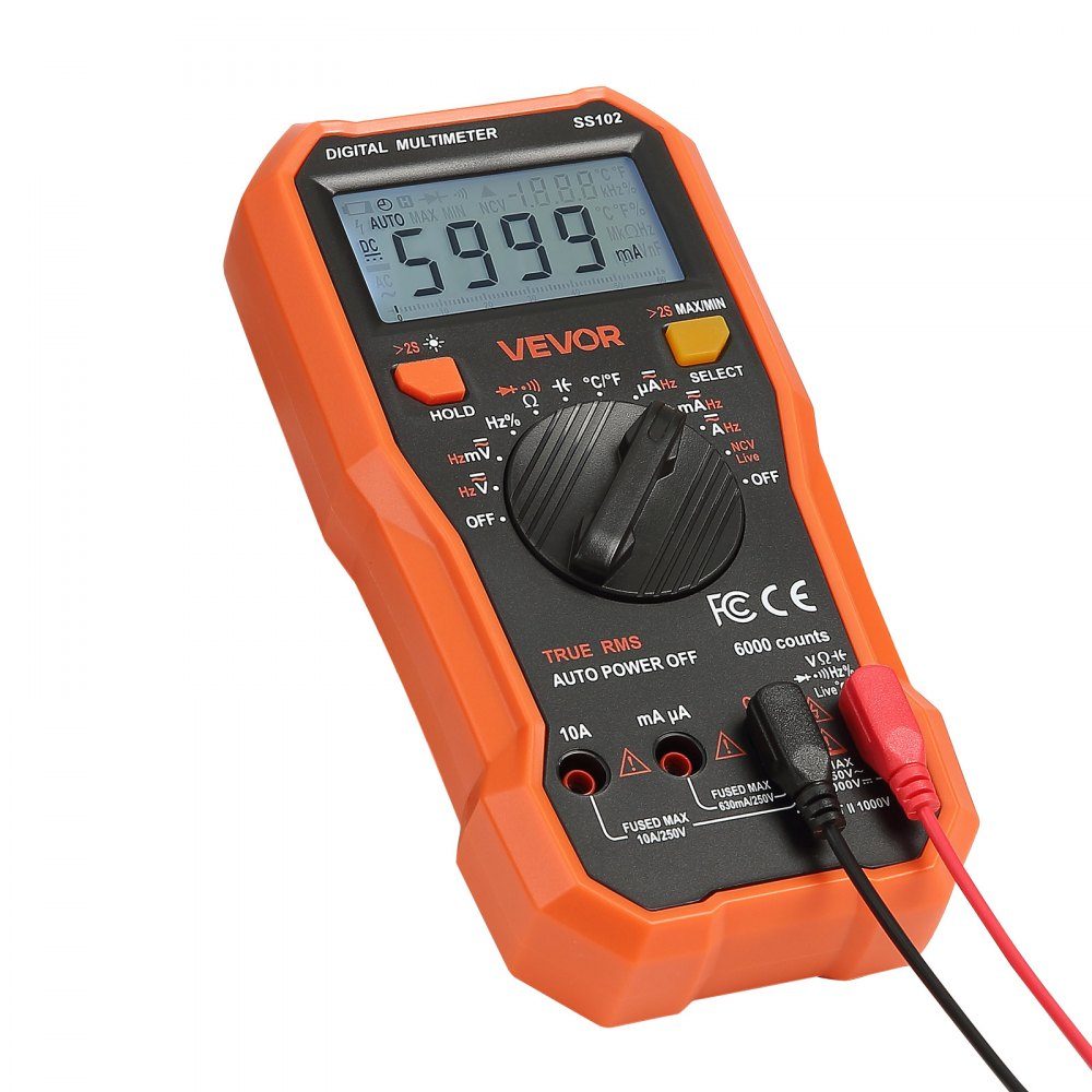 Digitalmultimeter, 6000-Count TRMS DC/AC-Voltmeter-Stromtester, NCV-Multimeter für Strom, Spannung, Widerstand, Arbeitszyklus, Temperatur, Dioden, Stromdurchgangsprüfung