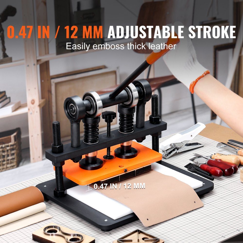 Leather Punching Machine Manual Leather Cutting Machine 28x14cm, Leather Embossing Machine 1.5t Heavy Duty Leather Punching Machine Suitable for leather, PVC/EVA foam, non-adhesive materials