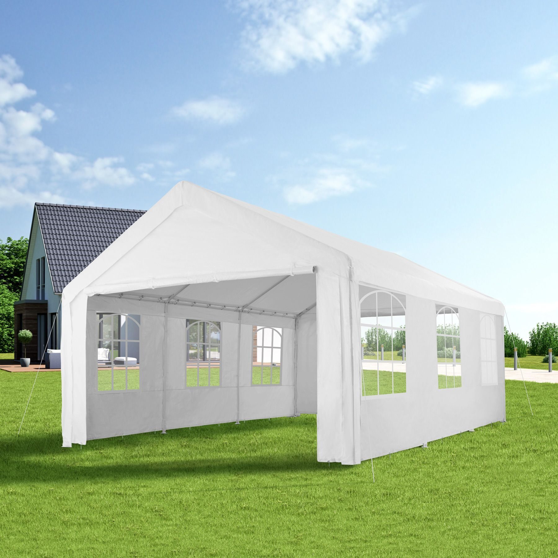 Pavillon 6x4m wasserdichtes Partyzelt Gartenparty Camping Festivalzelt + Seitenteile