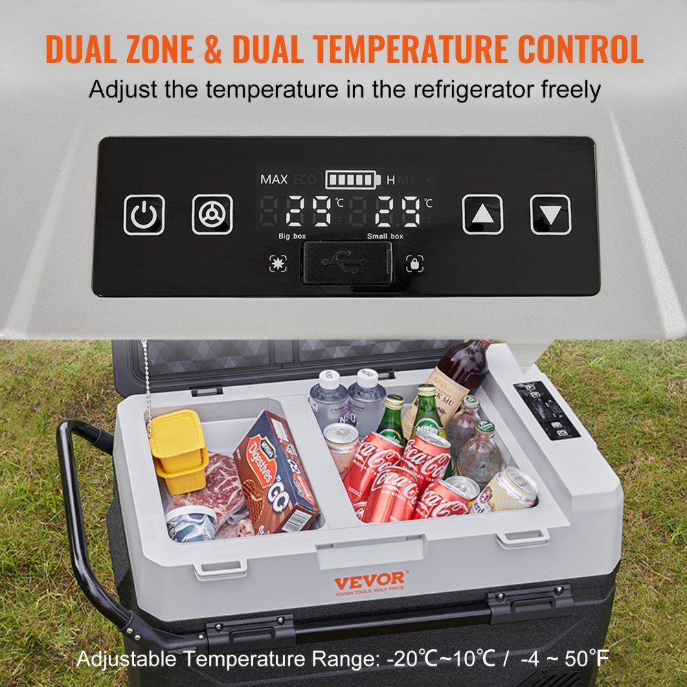 38L koelbox 12/24V draagbare koelkast, elektrische vrieskast Kleine vriezer -20 ~ 10℃, elektrische compressor koelbox 820 x 470 x 440 mm voor auto, camping, vrachtwagen, boot enz.