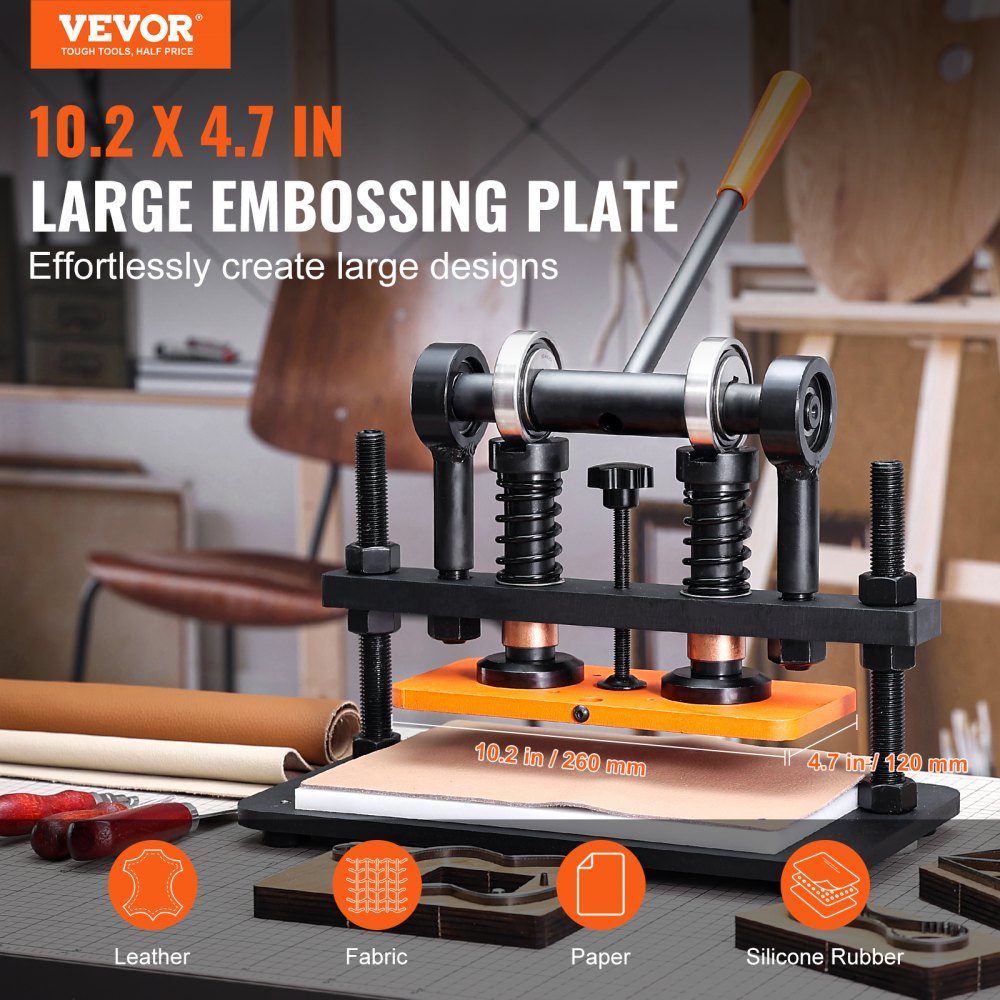 Leather Punching Machine Manual Leather Cutting Machine 26x12cm, Leather Embossing Machine 1.5t Heavy Duty Leather Punching Machine Suitable for leather, PVC/EVA foam, non-adhesive materials