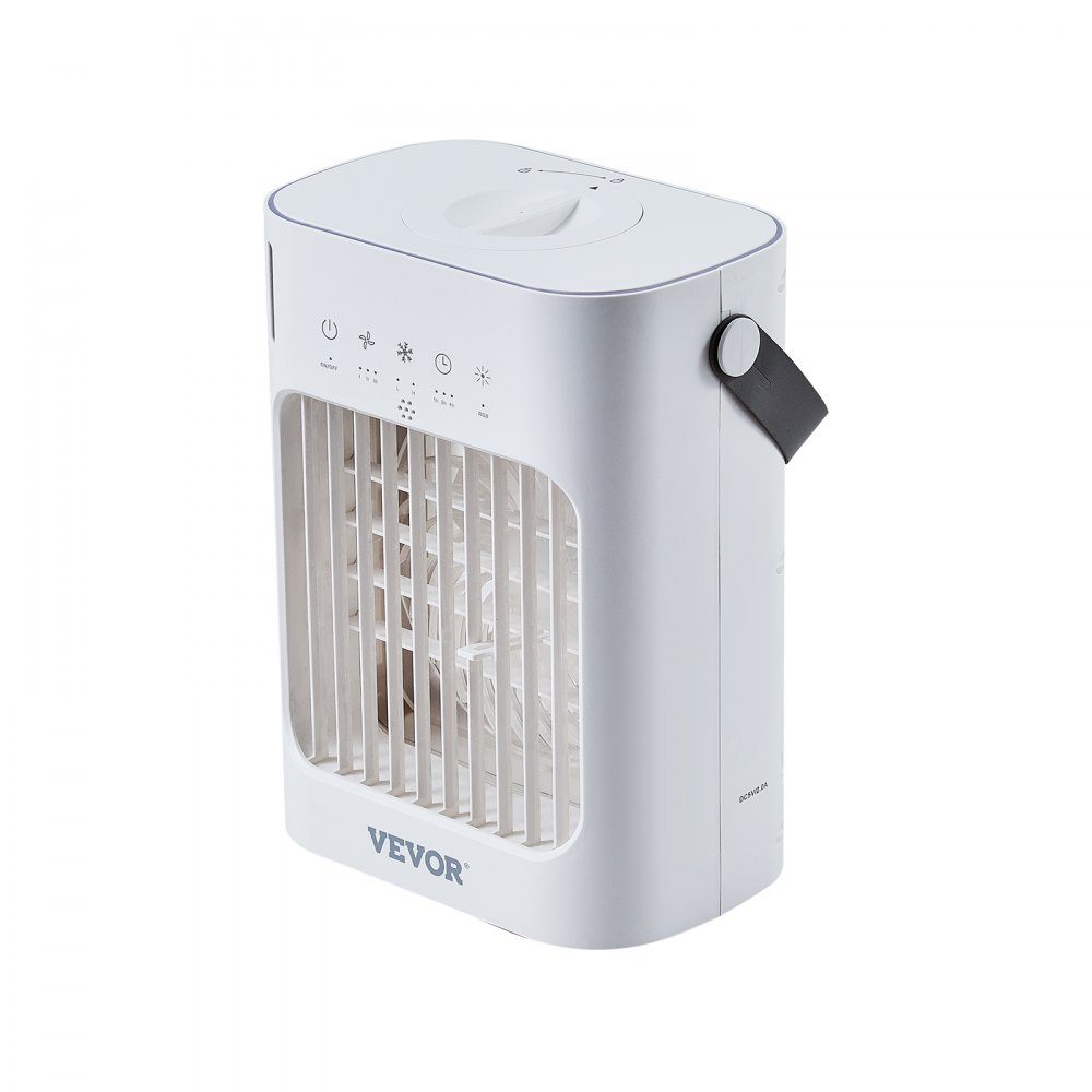 Climatiseur mobile, refroidisseur d'air 4 en 1, mini refroidisseur d'air à 3 vitesses avec minuterie intelligente de 0 à 7 heures, réservoir d'eau de 700 ml, lumière 7 couleurs, mini ventilateur AC personnel pour bureau de chambre à coucher