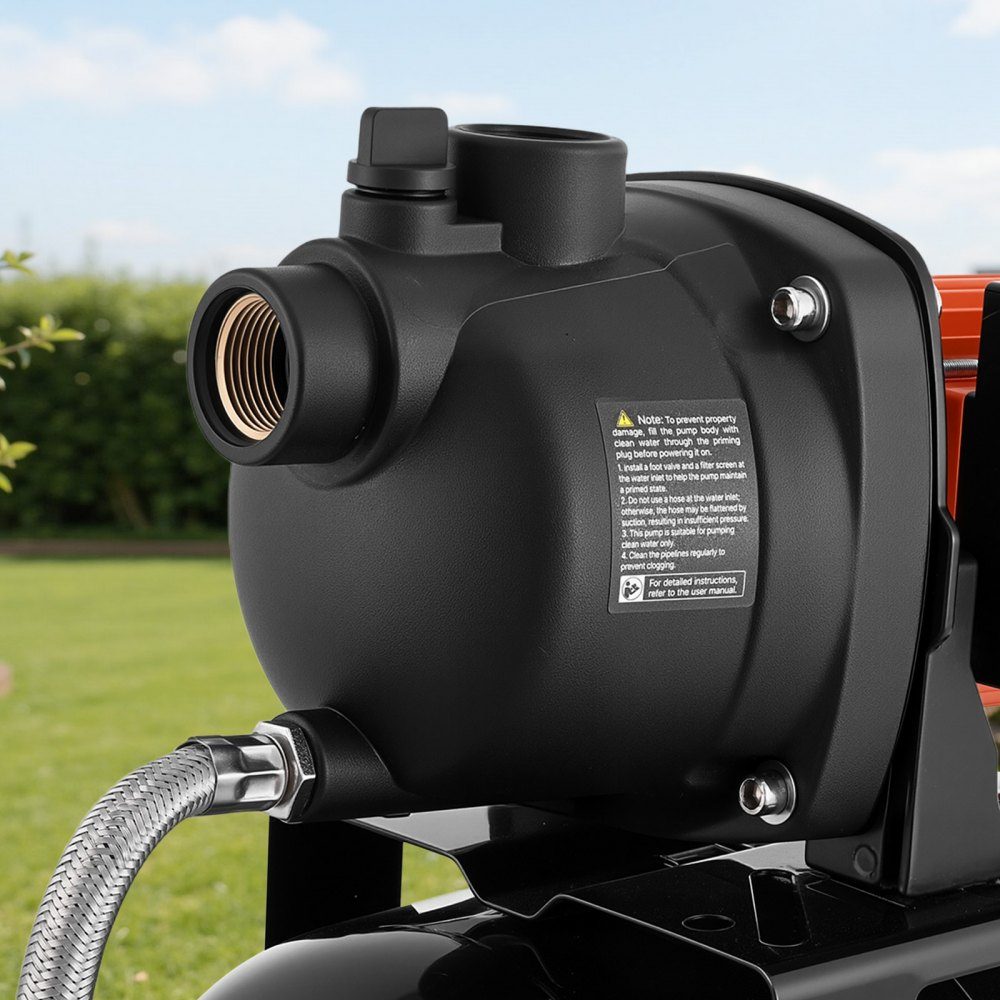 Hauswasserwerk 800 W, 5000 L/h Strahlpumpe mit 19 L Druckbehälter, 49 m Förderhöhe, inklusive automatischem Wasserfördersystem & Kunststoff-Pumpenkopf, für Gartenbewässerung & Hauswasserversorgung