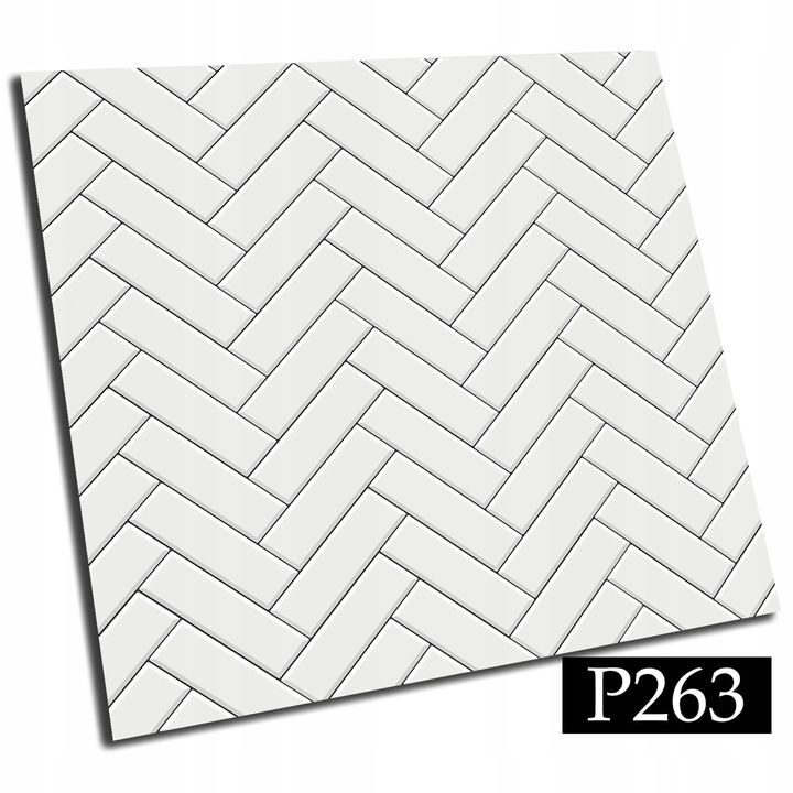 9x selbstklebende PVC-Fliesen, 30x30 cm, weißes Fischgrätenmuster