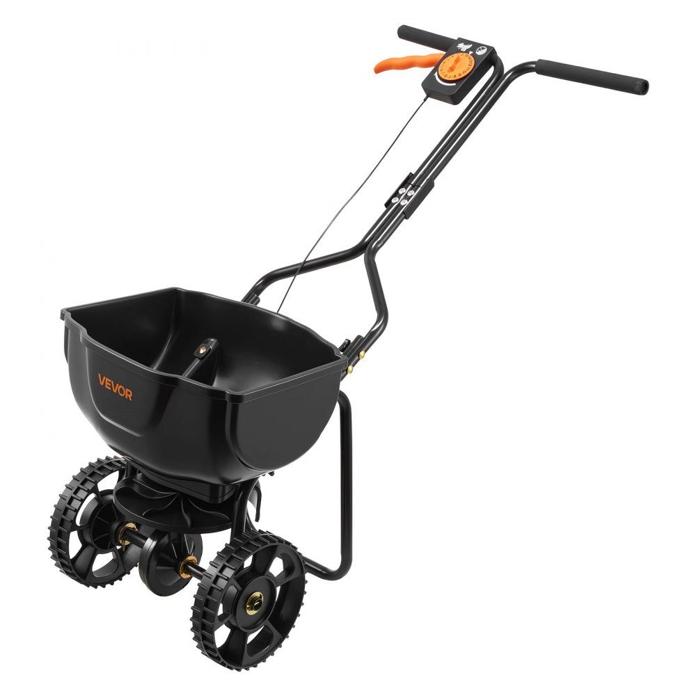 Spreader 6.8 kg capacity, fertilizer spreader 3 m spreading width, centrifugal spreader with 25.4 cm tires, adjustable spreading quantity, standard spreader for fertilizer and seeds in the home garden
