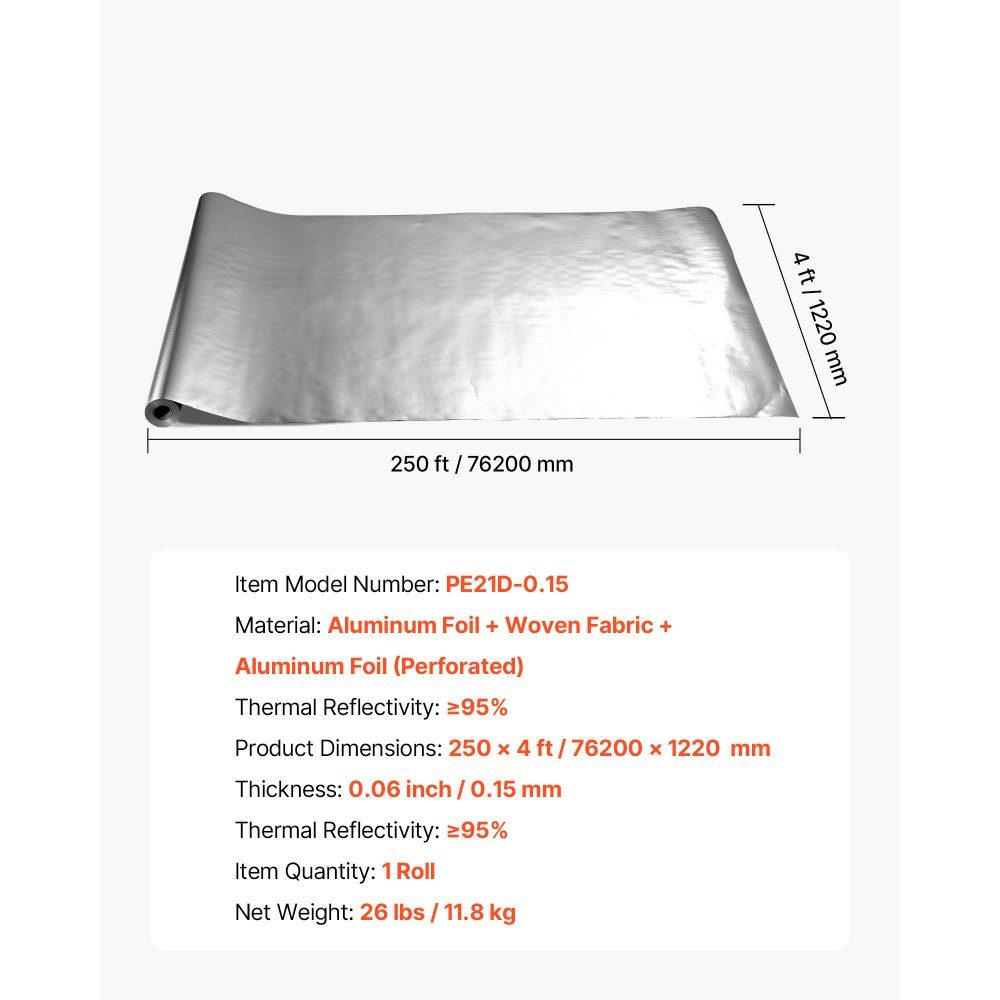 Insulation Film 0.15mm Insulation Film Reflective Film 28x4ft Double Reflective Aluminum Foil Thermal Insulation Thermal Foil Thermal Insulation Roll for Windows RV Roofs