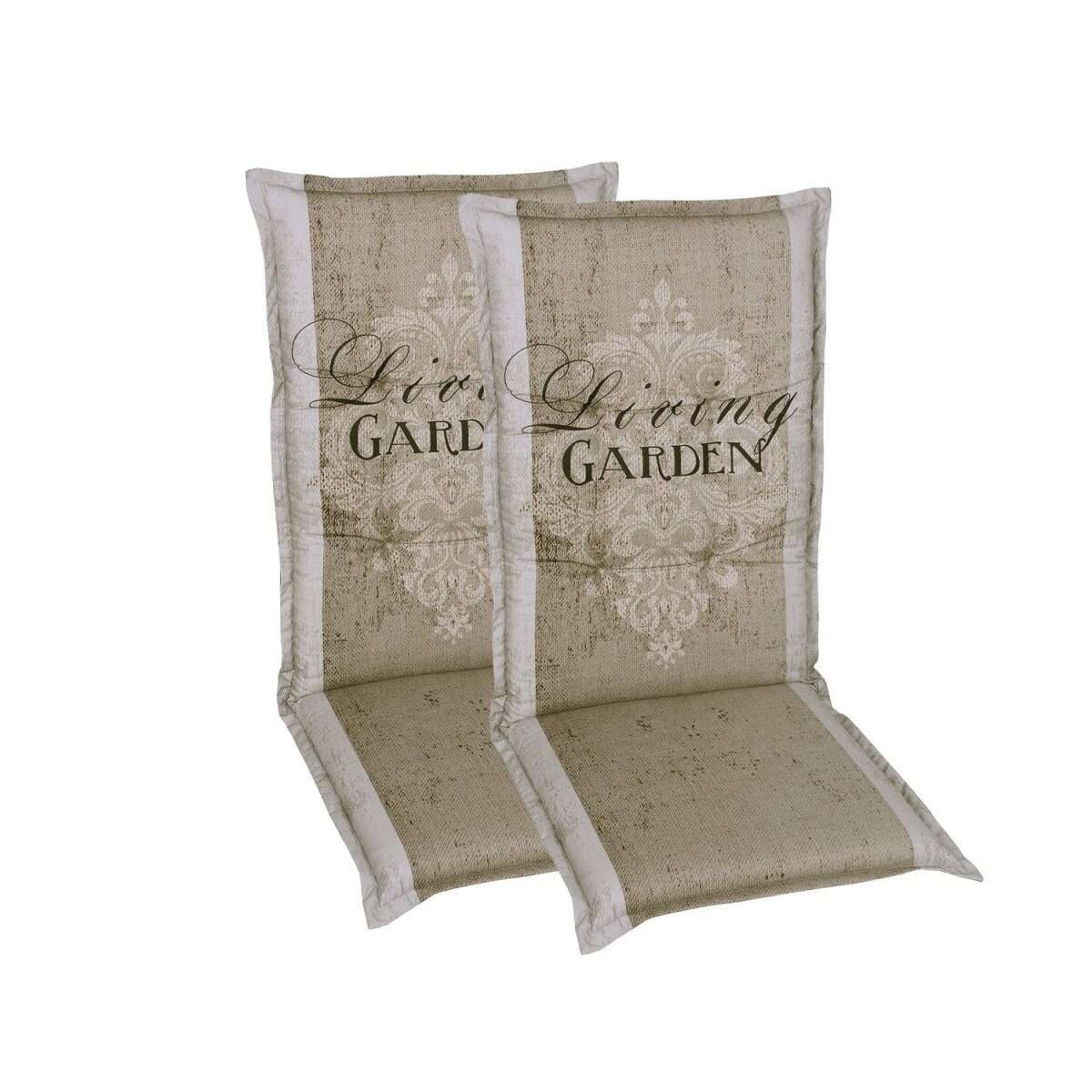 GO-DE Textile Garden Cushion Living Garden (Set of 2 Middle Back Chairs, Beige)
