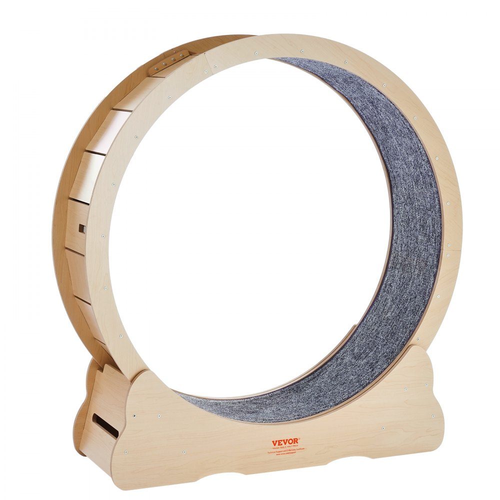 Vélo d'appartement pour chat Tapis de course pour chat de 1 100 mm avec tapis de course amovible Teaser pour la course à pied et l'entraînement à la marche Convient à la plupart des chats jusqu'à 25 livres Vélo d'appartement pour chat Couleur bois