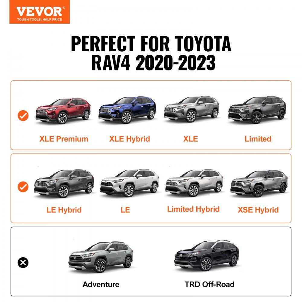 Poprzeczki bagażnika dachowego kompatybilne z Toyota RAV4 2020-2023 Udźwig 150 funtów Poprzeczki aluminiowe ze stali nierdzewnej z zamkami Bagażnik dachowy (nie pasuje do Adventure/TRD Off-Road)