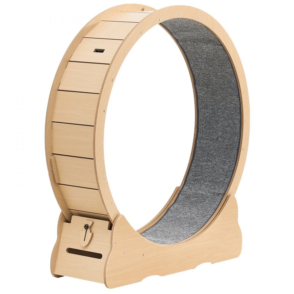 Katzenlaufrad, 1080 mm Innendurchmesser, Holzlaufrad für 8,6–12,7 kg schwere Katzen, mit Teppichlauffläche und Verriegelungsmechanismus, leises Spielzeug für Hauskatzen