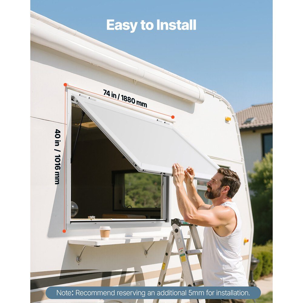 Snack window (1880 x 1016 mm), service window with aluminum frame for snack trailers, serving window with 85° opening angle for food trucks, rainwater-resistant drinks window