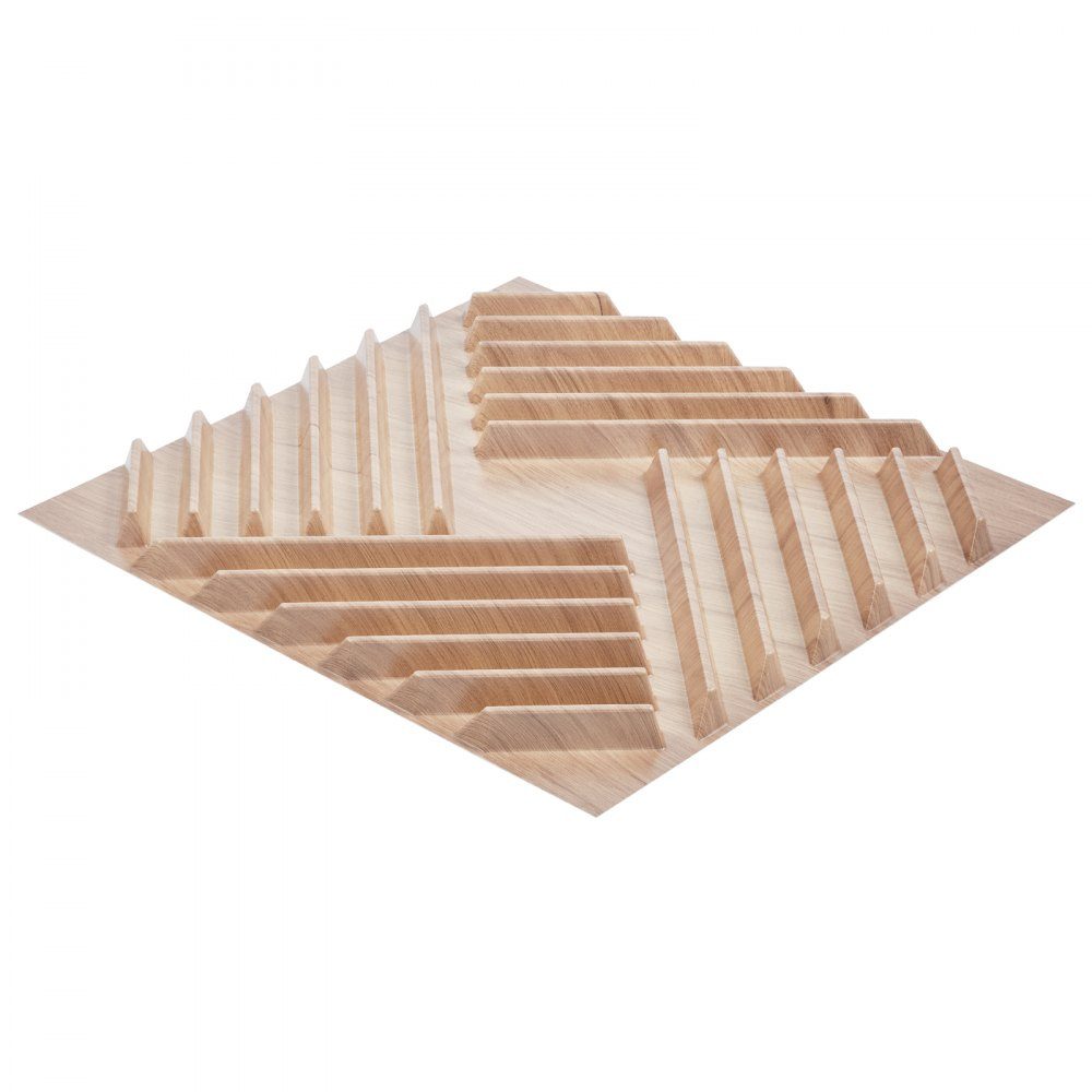 3D Wall Panels Set of 12 150x50cm Modern Minimalist Style PVC Wall Panels 2.97m² Area Interior for Bedroom Living Room Playroom Light Wood Color