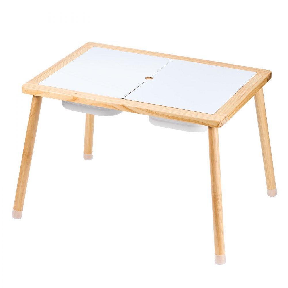 Sensory Table for Toddlers, Activity Table with 3 Foldable Storage Bins and Double Sided Board, Sand and Water Table, Wooden Sensory Table for Kids to Learn Drawing and Eating