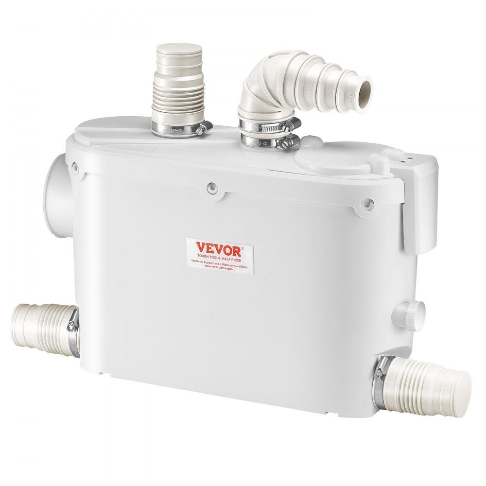 Waste water lifting system 500 W, 6600 l/h flow, 8 m delivery height, waste water pump 2900 rpm with 3 water inlets for cellar, kitchen, sink, shower, bathtub, laundry wastewater disposal, dishwasher