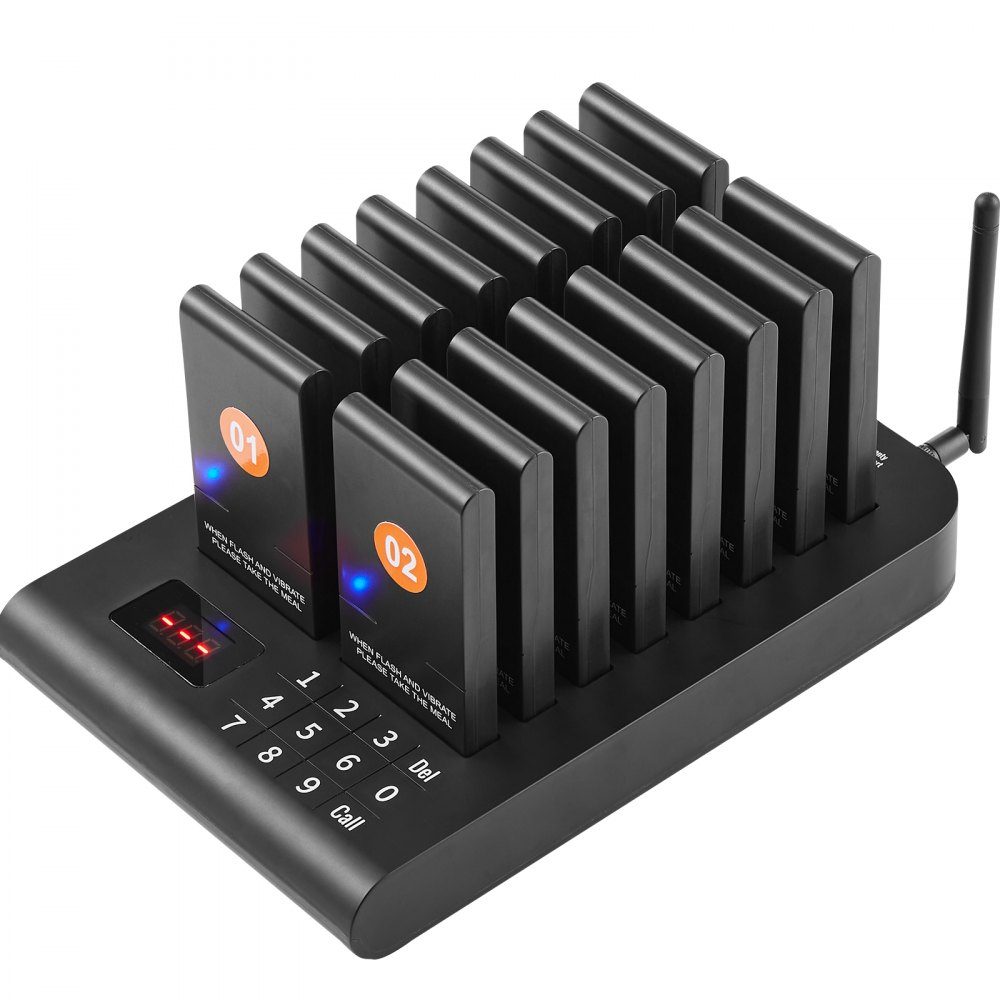 Système de téléavertisseur de restaurant, signal de file d'attente sans fil avec portée de 500 m, bip d'appel invité avec vibration et clignotant, 16 téléavertisseurs pour camion de nourriture, église