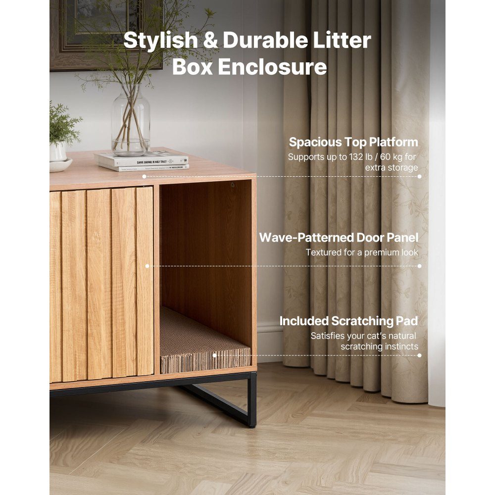 Armoire pour chat, 800x510x568 mm, toilettes pour chat avec griffoir et espace de rangement, armoire de toilette pour chat, maison pour chat, adaptée à la plupart des bacs à litière pour chat, pour chambre et salon