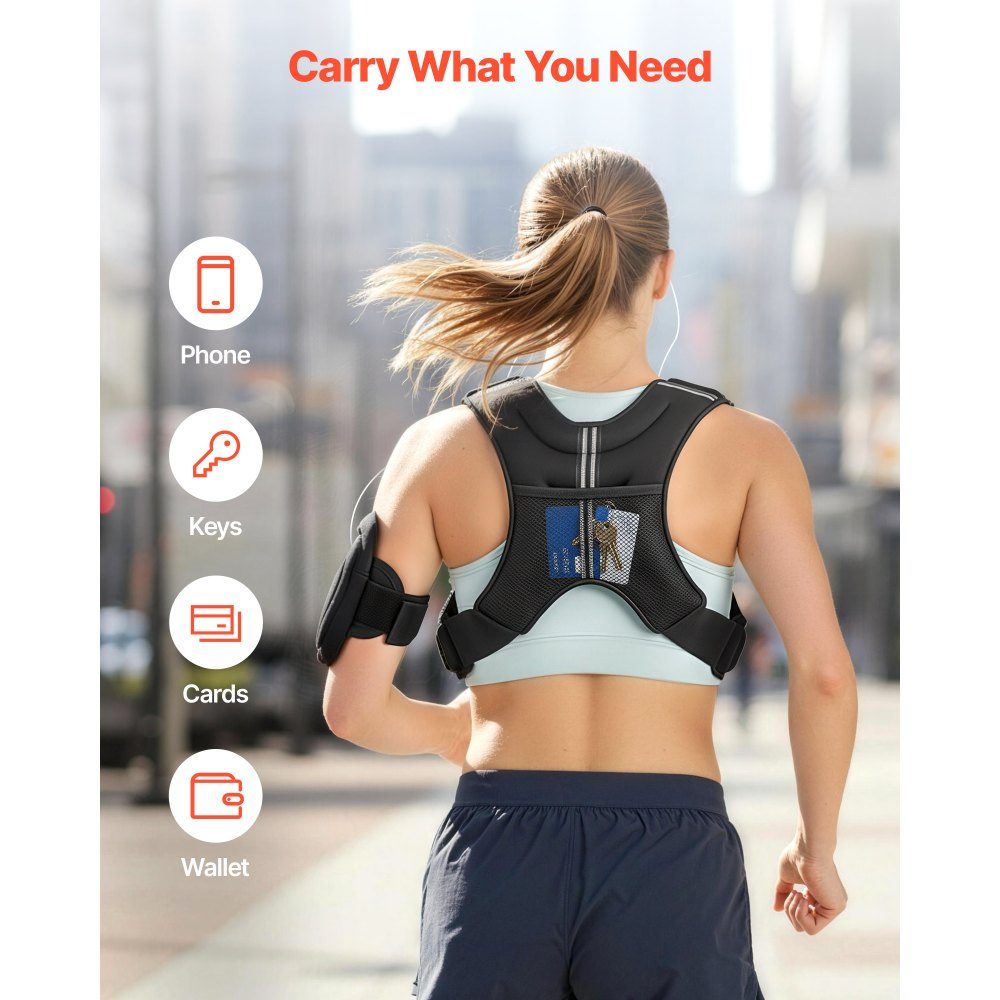Gilet de poids 11 livres avec bande Réf. léchissante, boucle réglable, gilet de poids pour hommes et femmes, équipement d'entraînement pour la musculation, la course, le jogging, le fitness, la perte de poids