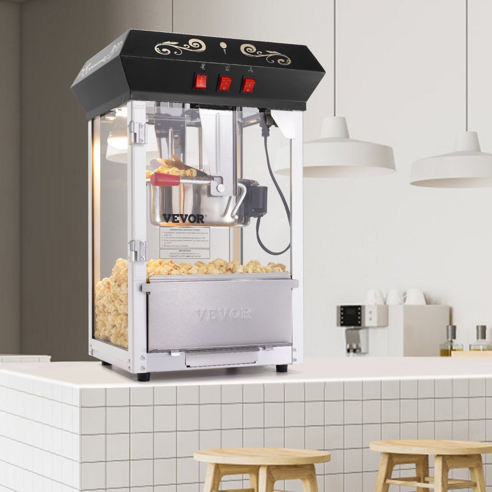 Popcorn Maker Popcorn Maker Popcorn Maker, 850W Popcorn Maker, 8oz Kettle for 48 Cups per Load, Tabletop Popcorn Maker with Tempered Glass, Includes 4 Scoops