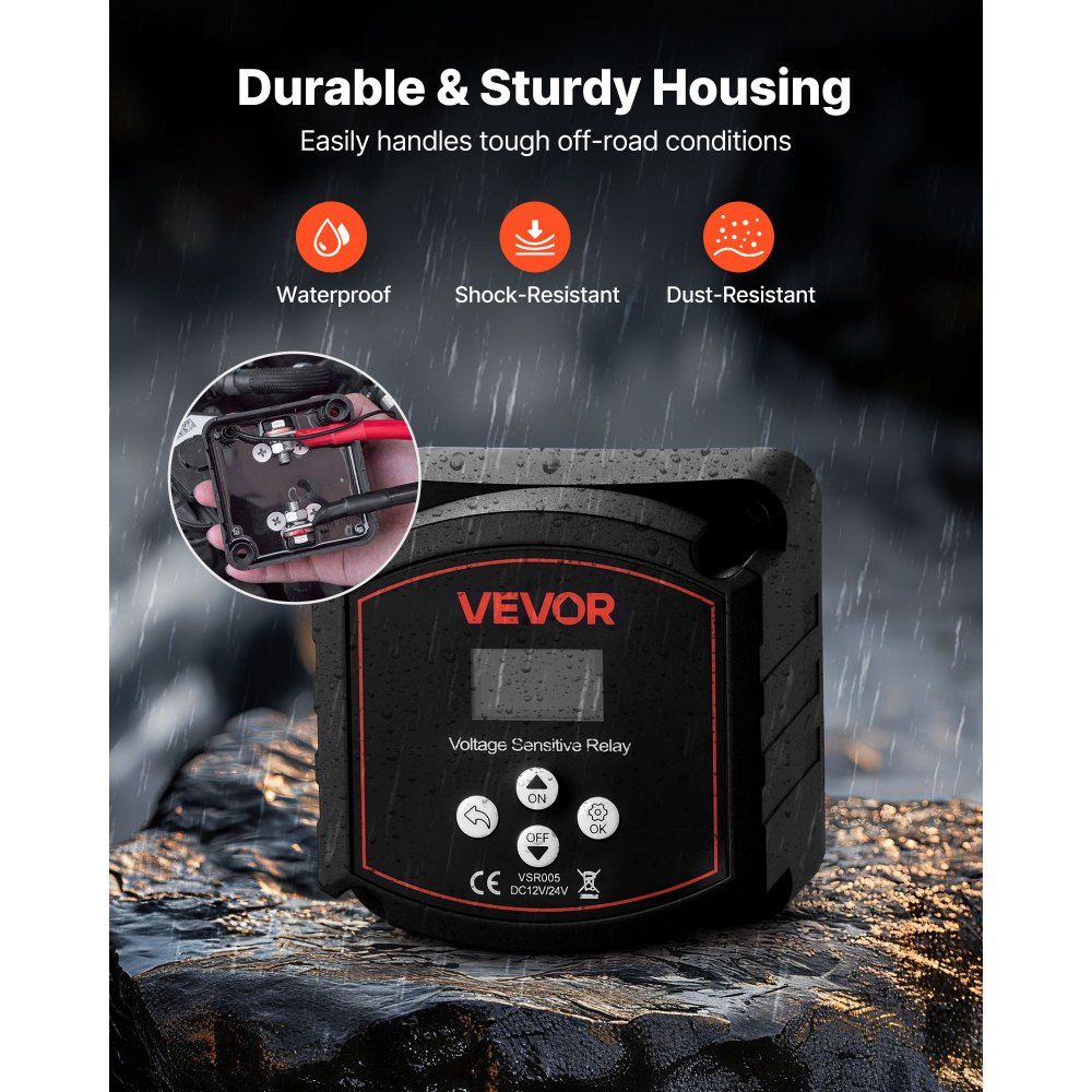 Isolator Relay 12V 300A Dual Battery Isolator with LCD Screen Smart Battery Isolator Switch for Lithium & Lead Acid Batteries for Car Truck RV UTV ATV Boat