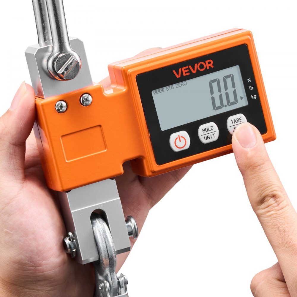 Crane scale 500 kg, digital industrial scale with cast aluminum housing & LCD display, toy scale 100 g graduation & 3 levels, automatic switch-off, hook scale, pull scale for garages, workshops