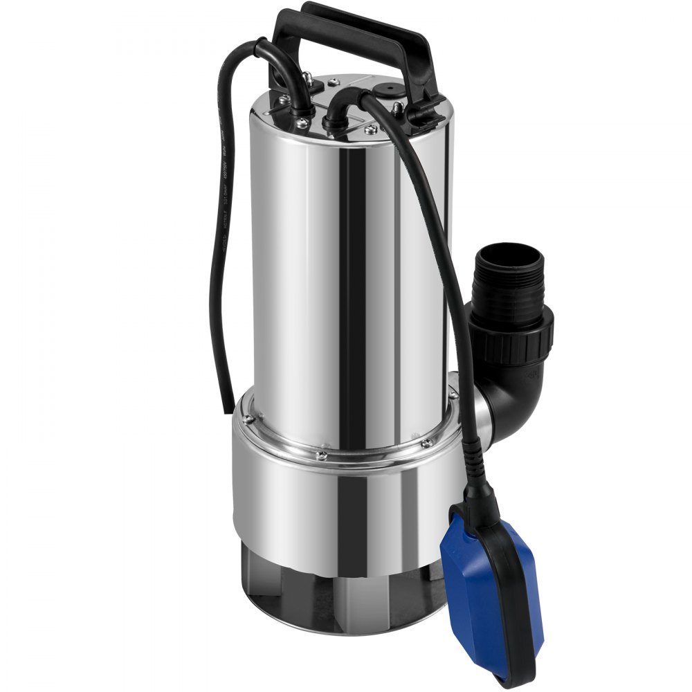 Pompe à eau submersible, 1300 W, 20000 l/h, avec câble de 10 m et interrupteur à flotteur automatique, en acier inoxydable et en fonte pour bassins de jardin, piscines, bains à remous sales ou propres et vides – Réf. HT-24527