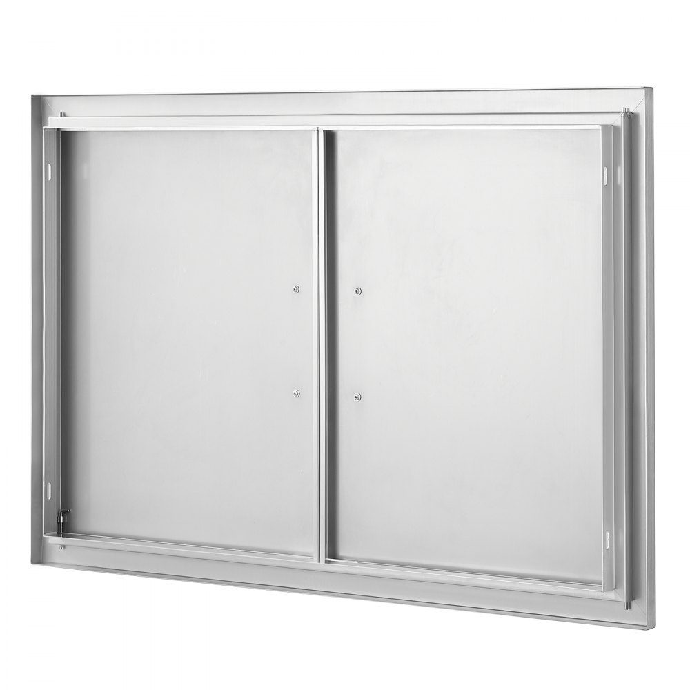 Grill-Zugangstür, 889 x 610 mm, doppelte Außenküchentür, bündig montierte Edelstahltür, vertikale Wandtür mit Griffen, für Grillinsel, Grillstation, Außenschrank