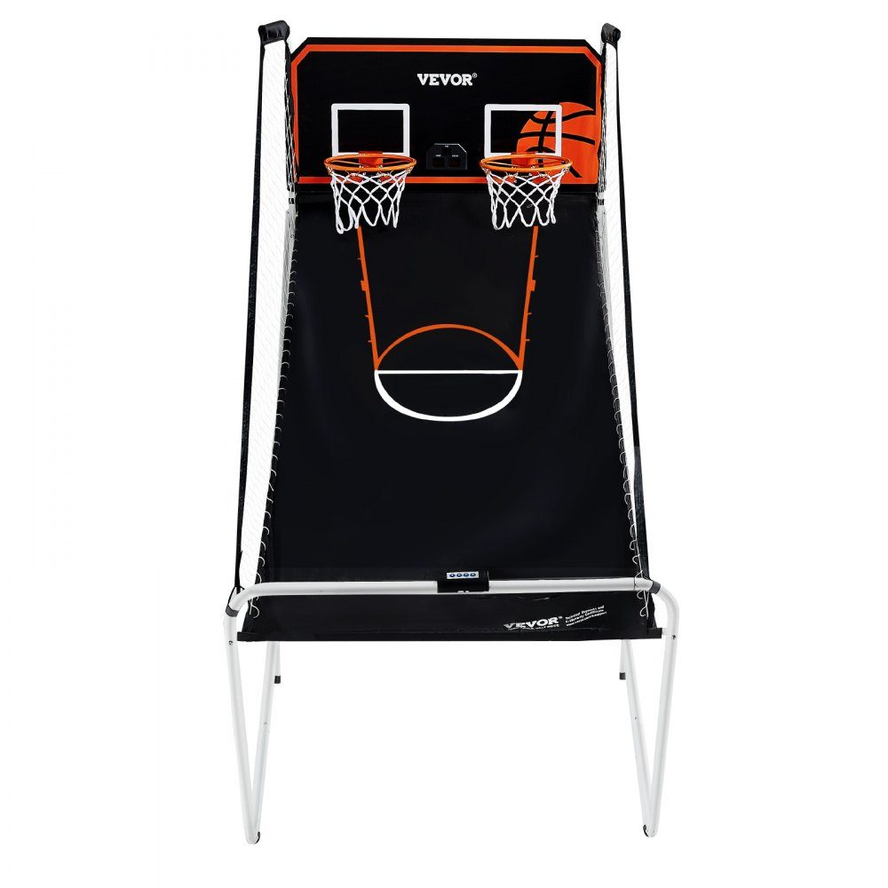 Jeu de basket-ball en salle de 2,05 m pour 2 joueurs, machine de basket-ball, support de ballon de basket-ball avec 4 balles, 8 modes de jeu et 2 cerceaux de basket-ball, tableau de bord et pompe de gonflage, pour enfants et adultes