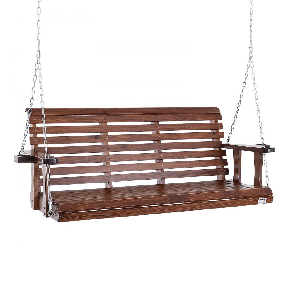 Hollywood-schommel van cederhout, 1702x710x600mm, terrasschommel voor erf en tuin, verbeterd draagvermogen van ca. 400 kg, robuuste schommelstoelbank met ophangkettingen voor buitengebruik, bruin
