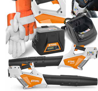 Souffleur de feuilles confort sans fil Stihl BGA 57 + gants professionnels + batterie + chargeur (44 m/s, 5N) dans le kit de démarrage